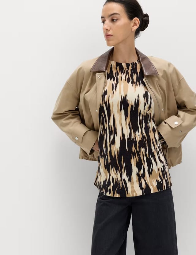 Marks & Spencer M&S Abstract Pattern Supersoft Jumper Neutral - 3