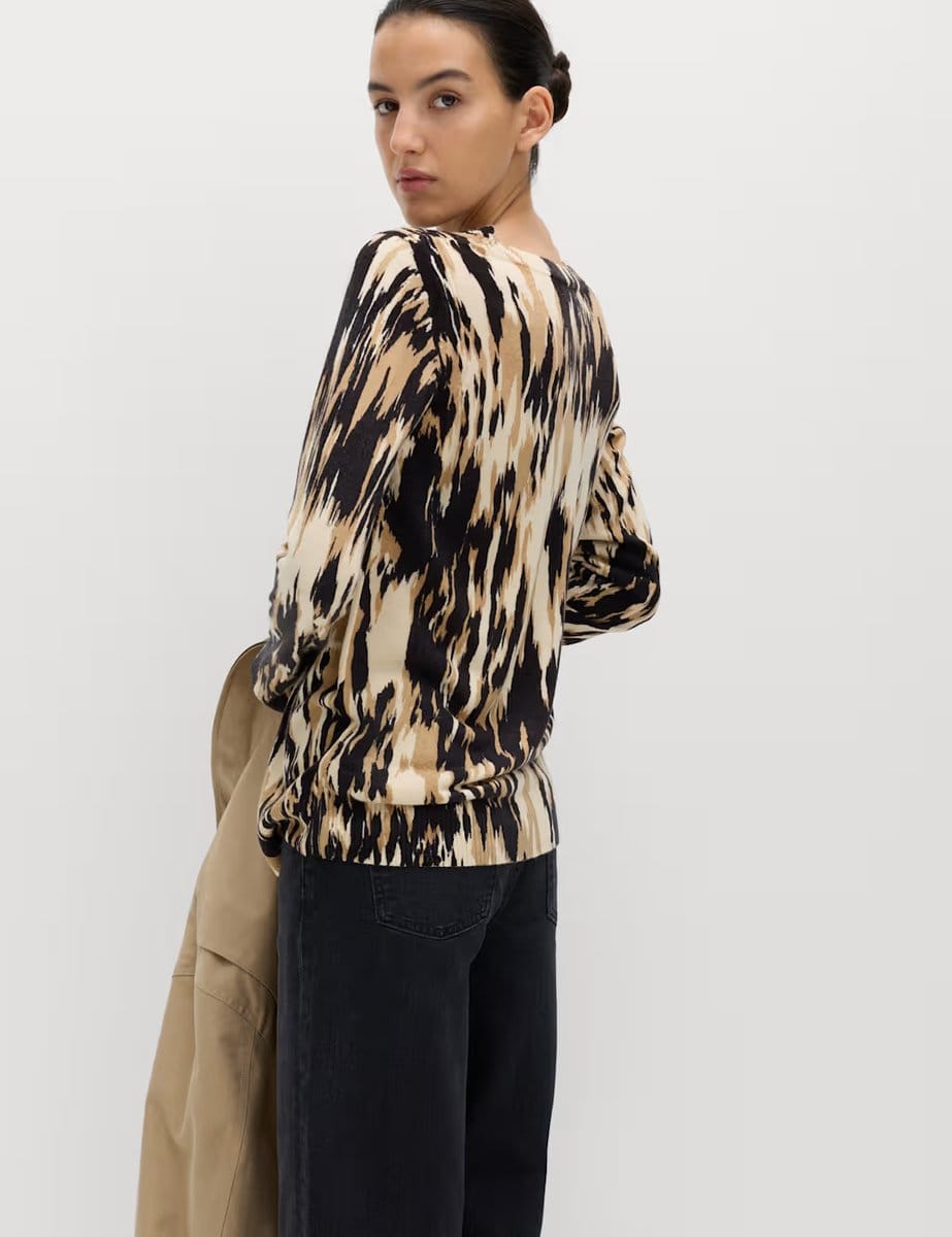 Marks & Spencer M&S Abstract Pattern Supersoft Jumper Neutral - 4