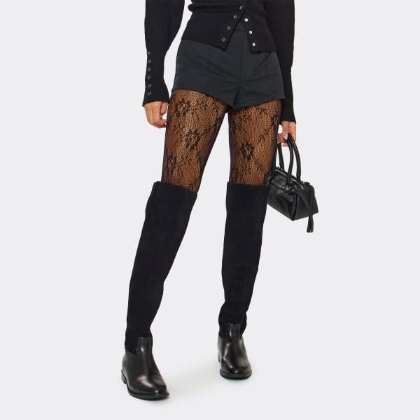 EGO Top-Rider Contrast Detail Knee High Long Flat Boot In Black Faux Leather, Women's Size UK 3 - 1