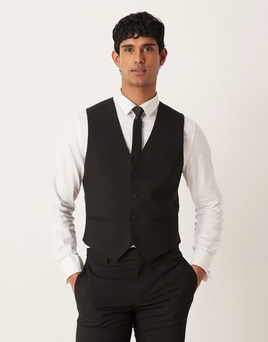 ASOS ASOS DESIGN skinny suit waistcoat in black