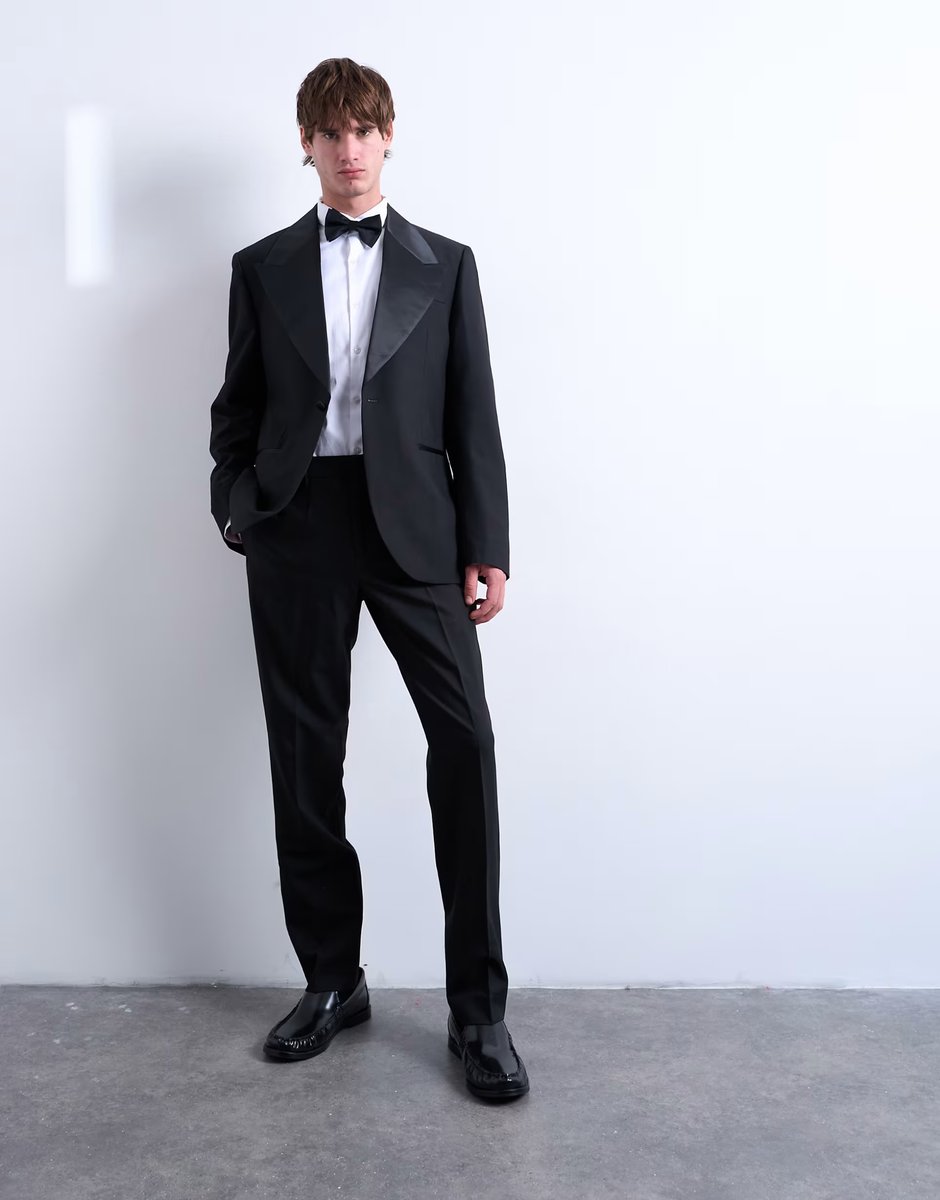 ASOS Topman slim tux suit jacket in black - 2