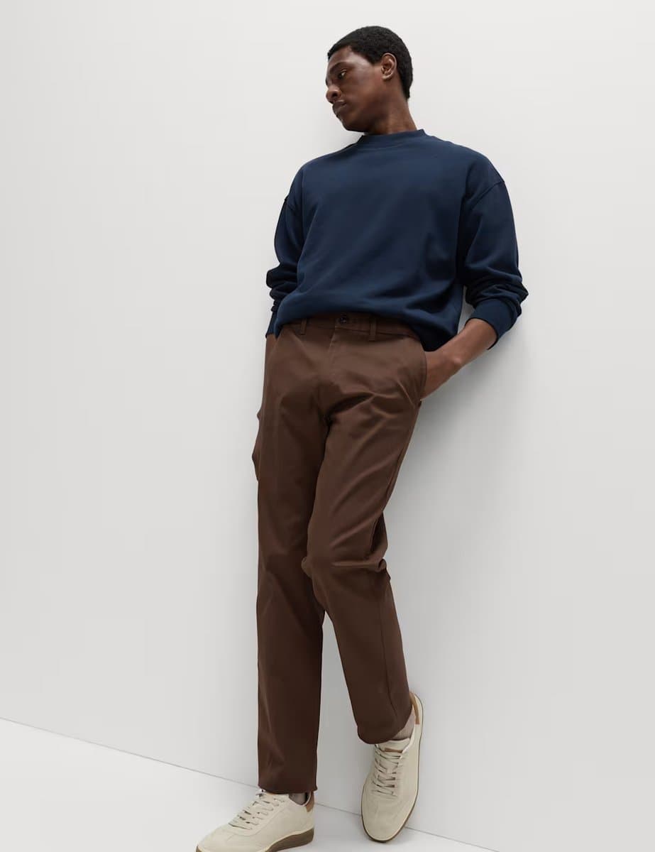 Marks & Spencer M&S Regular Fit Twill Chinos Bitter Chocolate