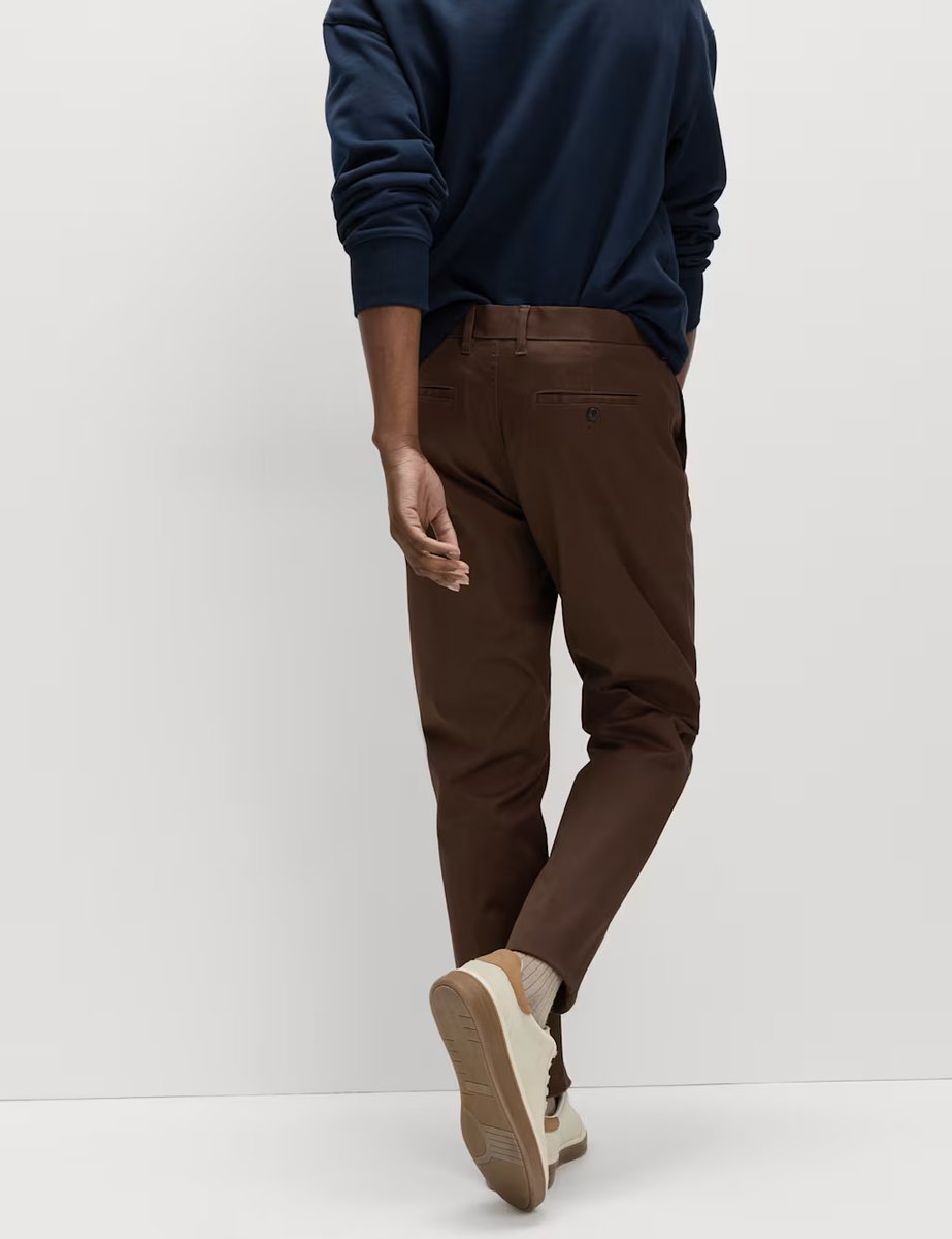 Marks & Spencer M&S Regular Fit Twill Chinos Bitter Chocolate - 4