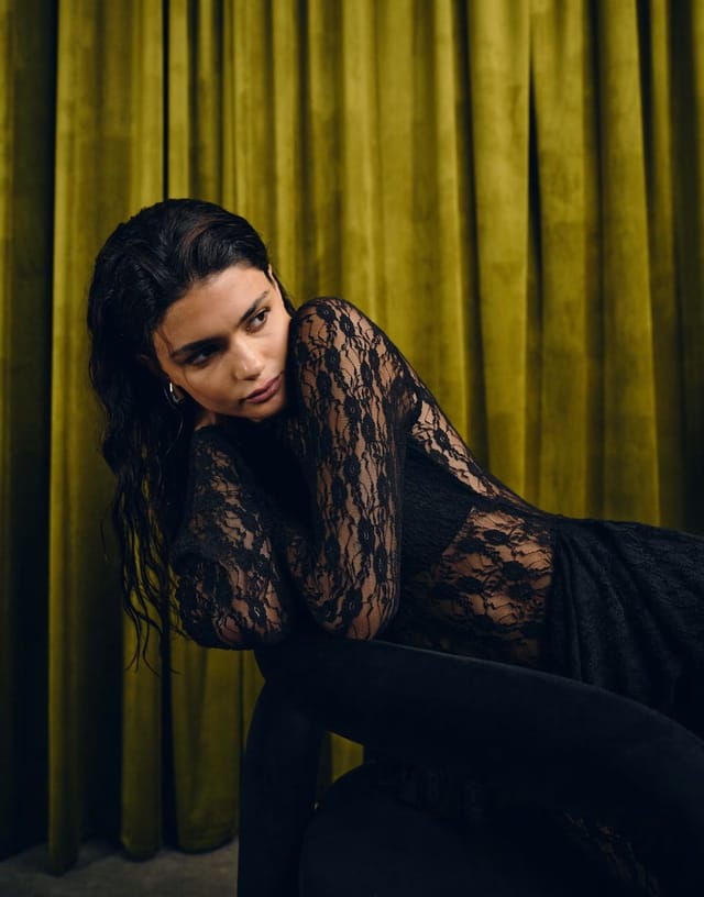 ASOS ASOS DESIGN lace long sleeve maxi dress ruffle skirt in black - 2