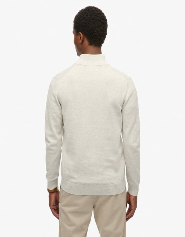ASOS Superdry Essentials cotton half zip jumper in lightning grey marl - 3