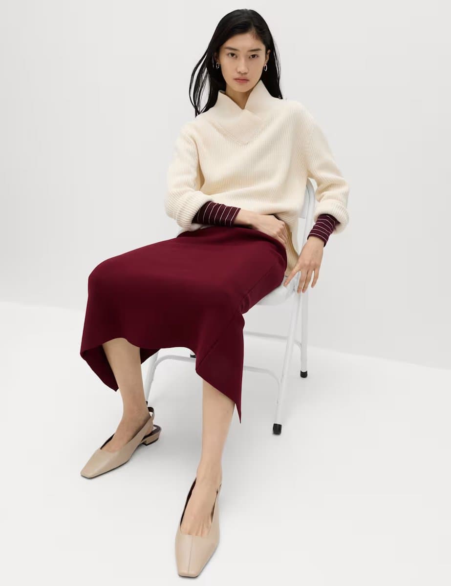 Marks & Spencer M&S Knitted Midaxi Column Skirt Wine