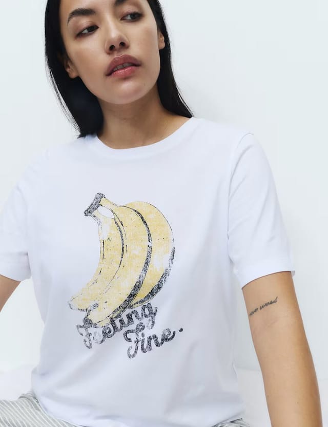 Marks & Spencer M&S Pure Cotton Printed Pyjama Set Grey Mix - 3