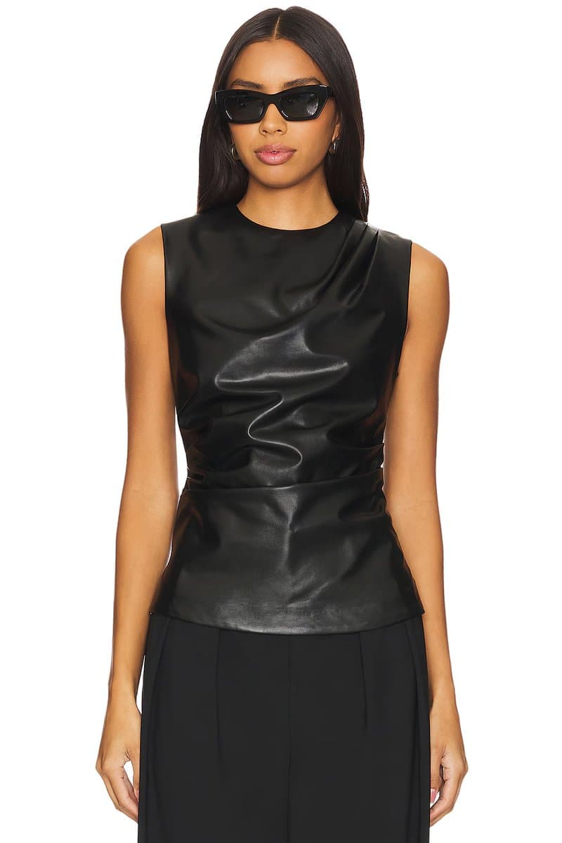 revolve Wynter Faux Leather Draped Top