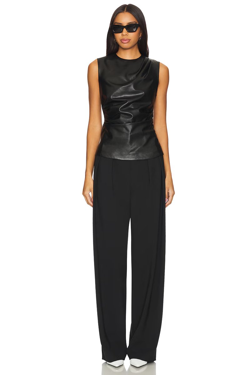 revolve Wynter Faux Leather Draped Top - 4