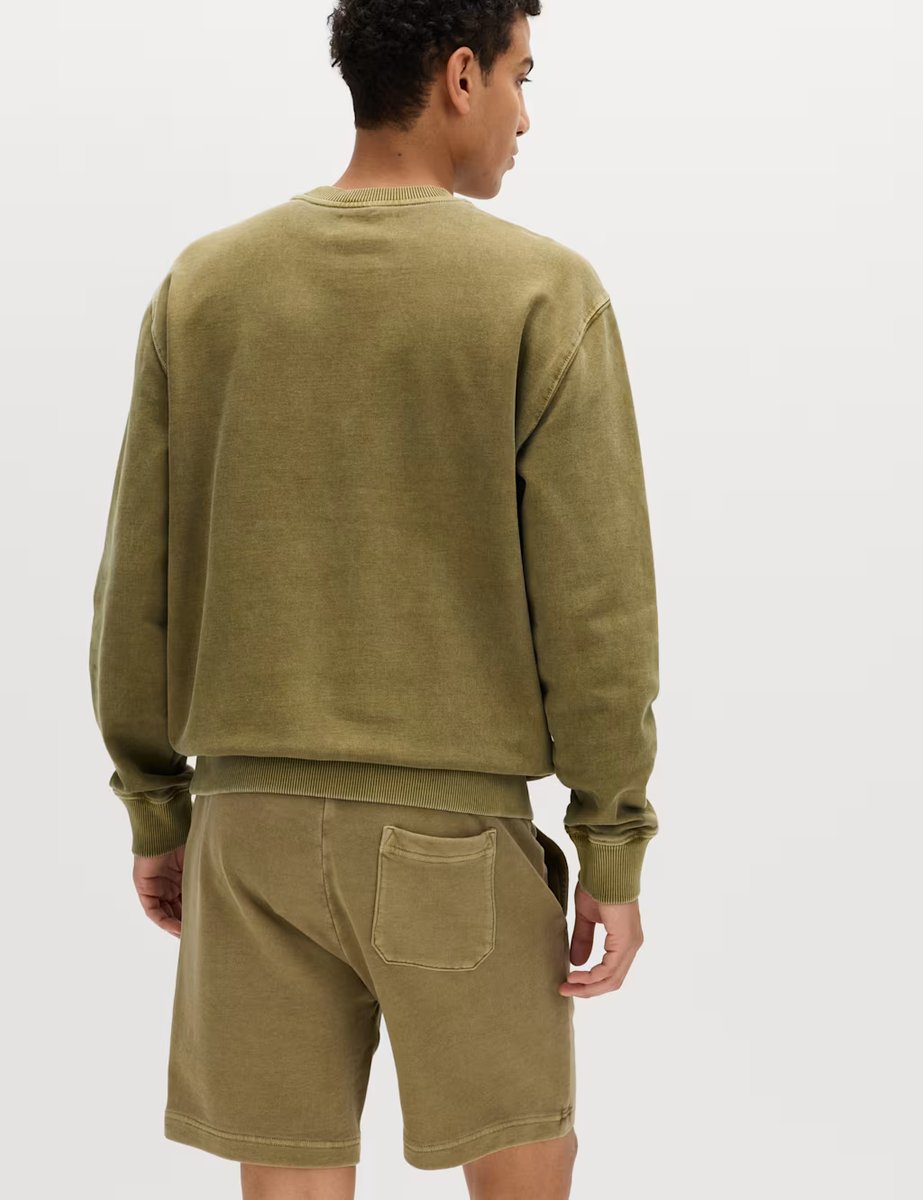 Marks & Spencer M&S Pure Cotton Garment Dye Sweatshirt Olive - 4