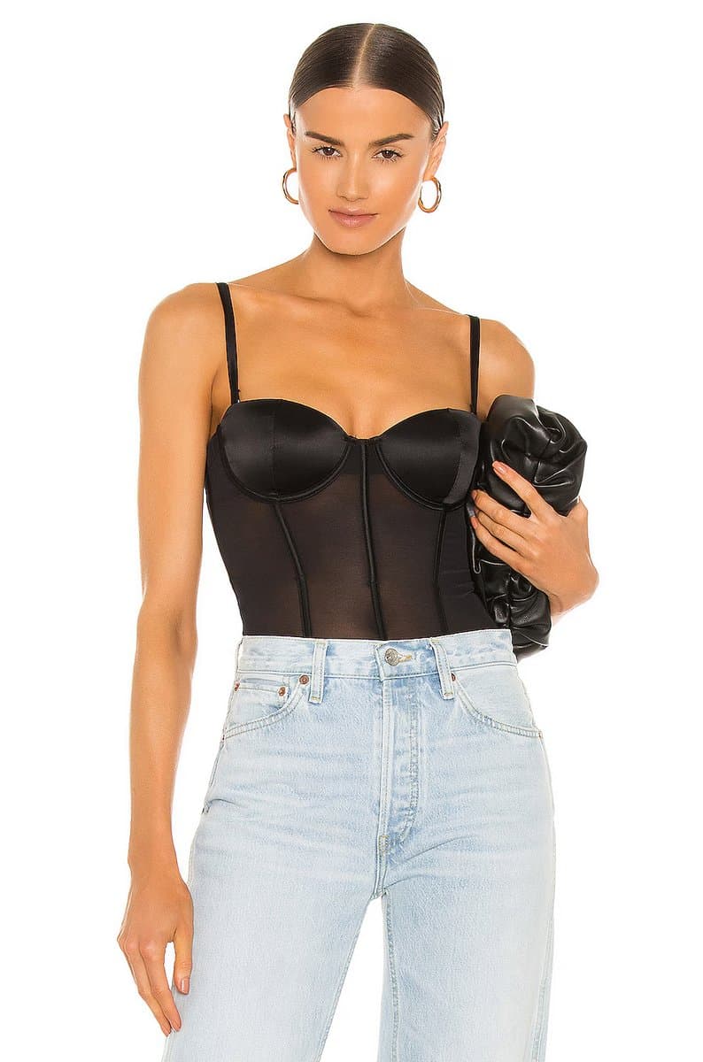 revolve Silk and Mesh Bodysuit