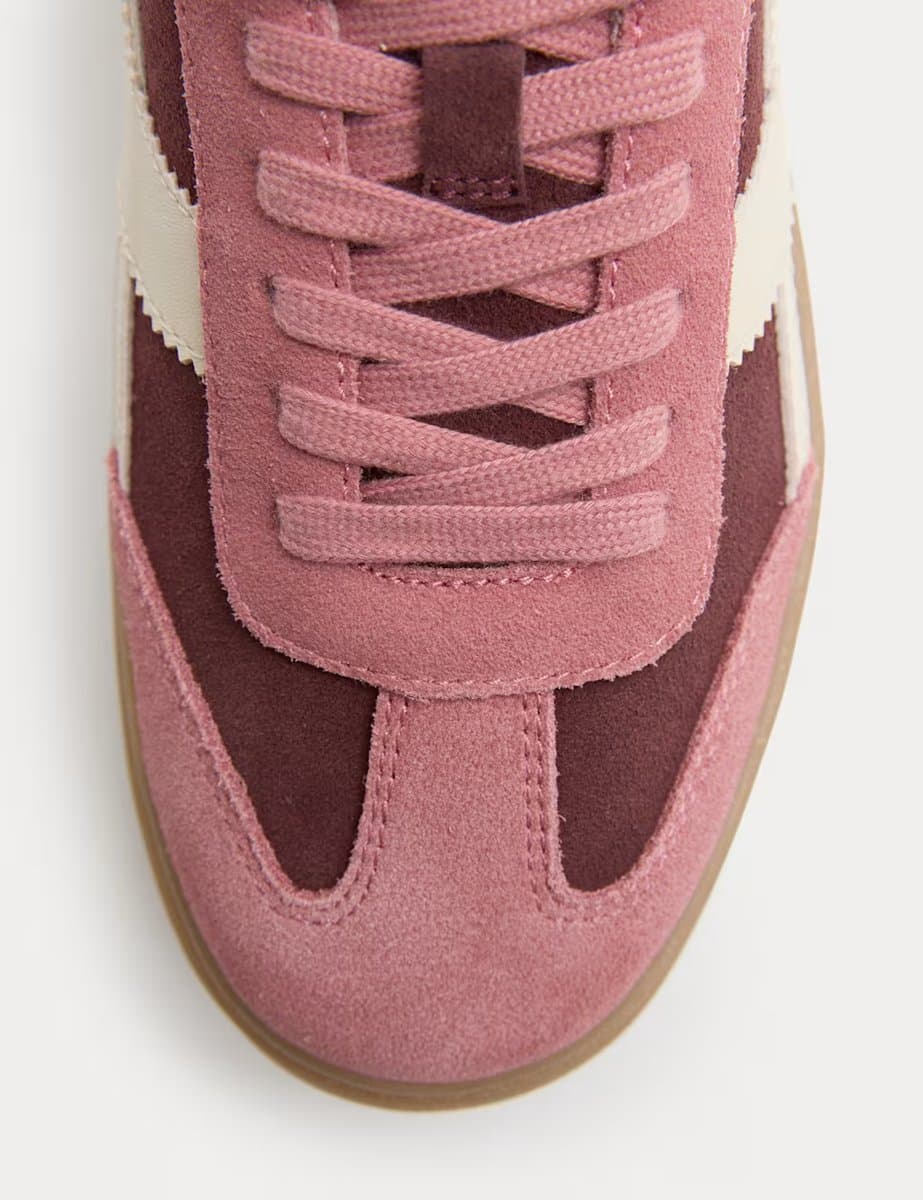 Marks & Spencer M&S Suede Side Detail Platform Trainers in Burgundy