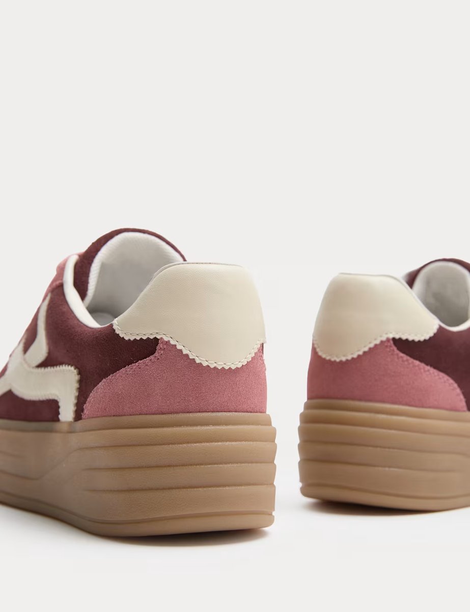 Marks & Spencer M&S Suede Side Detail Platform Trainers Burgundy - 2