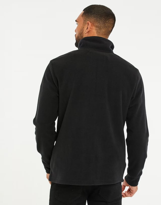 ASOS Threadbare Quarter zip quilted fleece jumper in black - 3