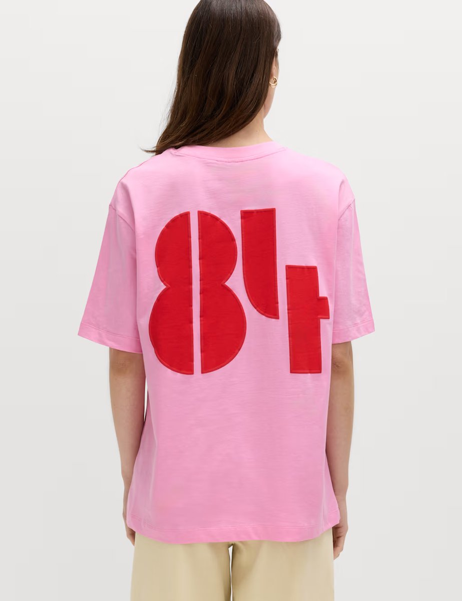 Marks & Spencer M&S Pure Cotton Graphic Crew Neck Oversized T-Shirt Pink Mix - 3