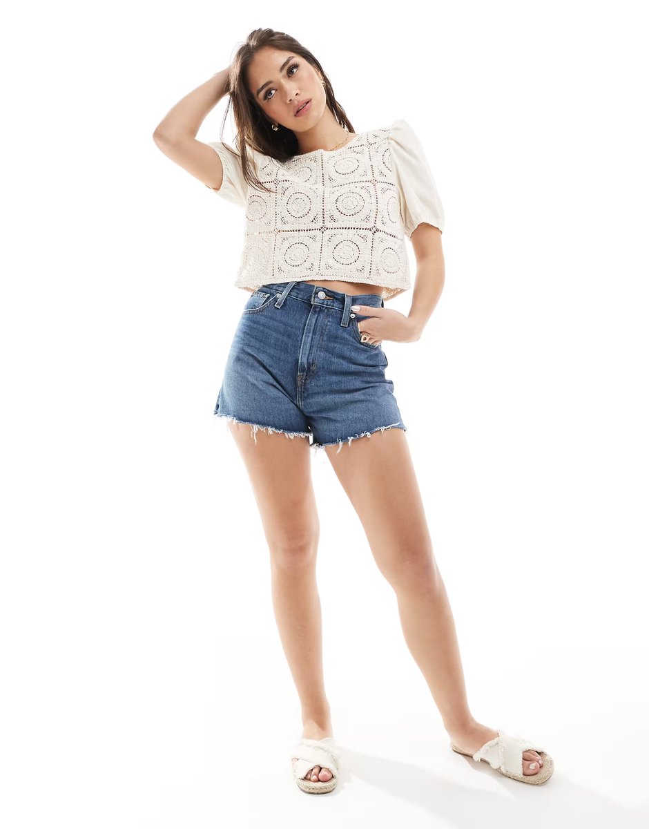 ASOS ONLY crochet tie back top in beige - 3