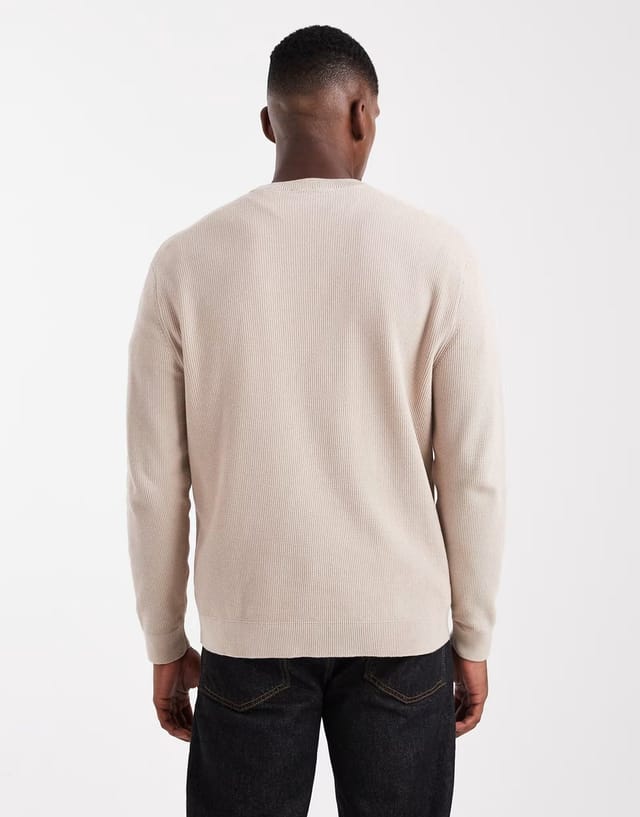 ASOS ONLY & SONS regular fit waffle knit jumper in taupe - 3