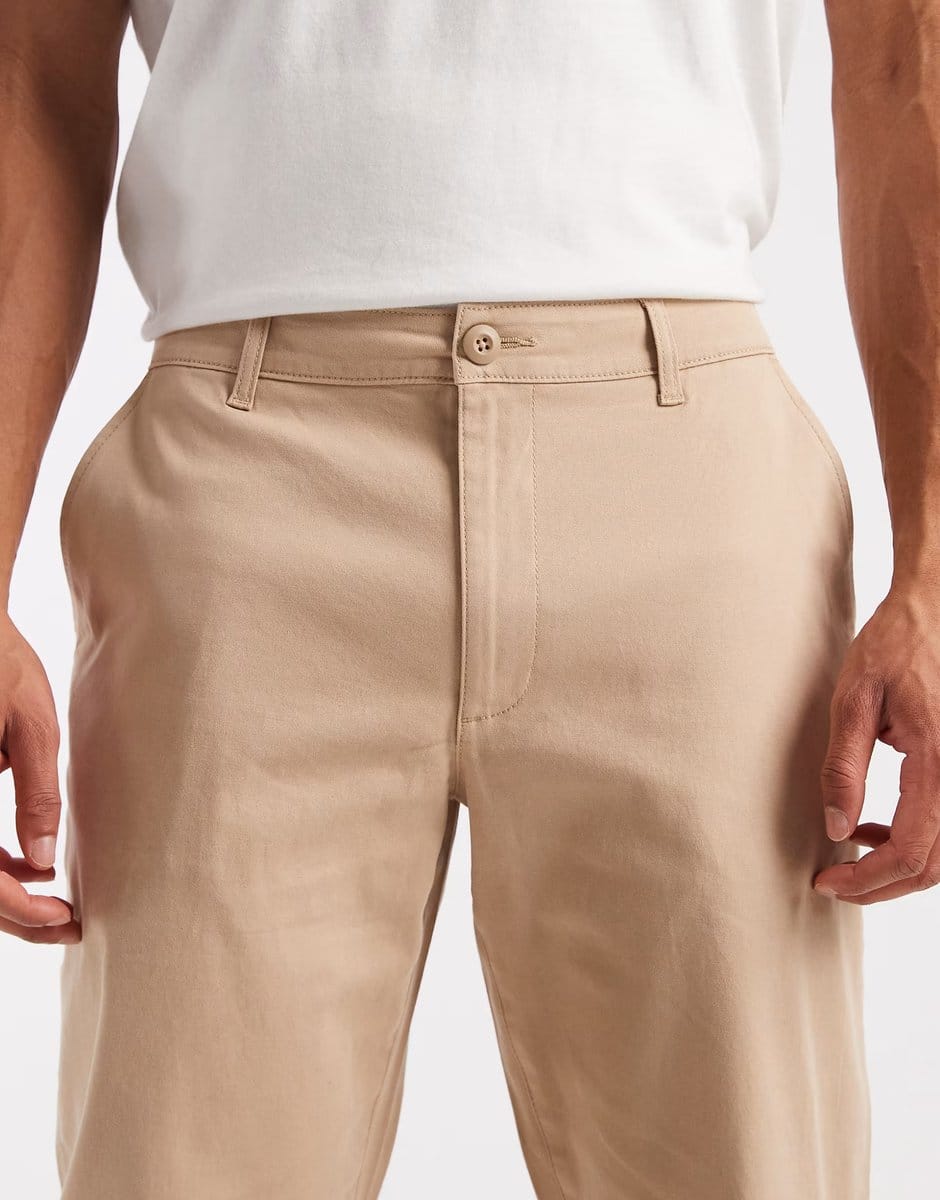 ASOS ASOS DESIGN straight chinos in washed beige - 4