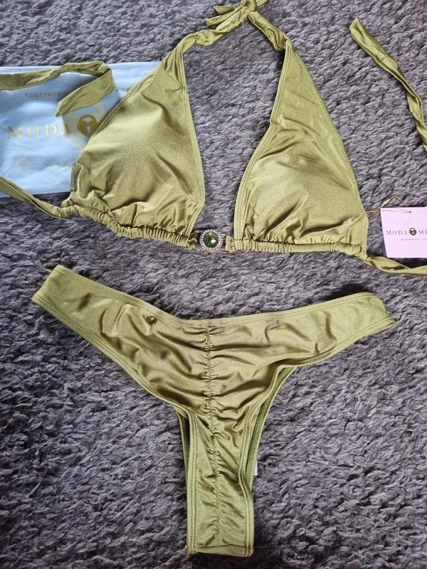 Moda Minx Moda Minx olive green halter-neck bikini set size L - 3