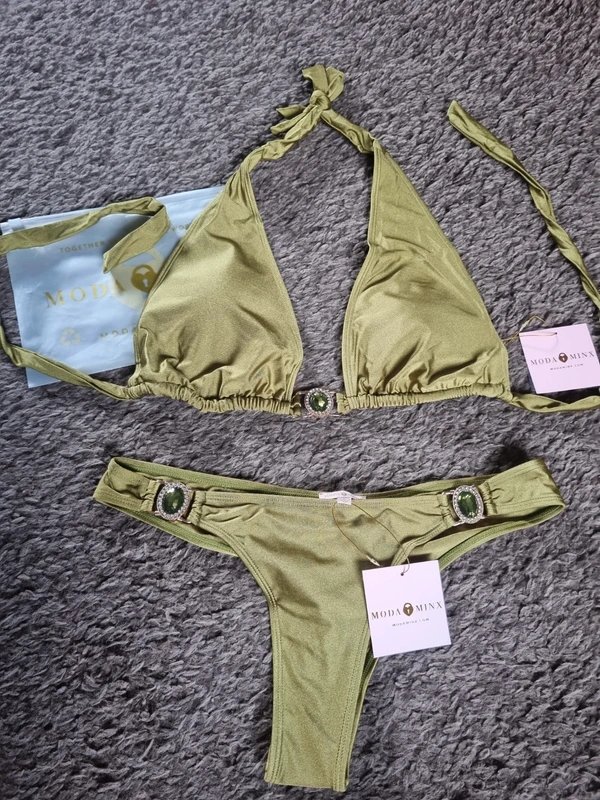 Moda Minx Moda Minx olive green halter-neck bikini set size L - 4