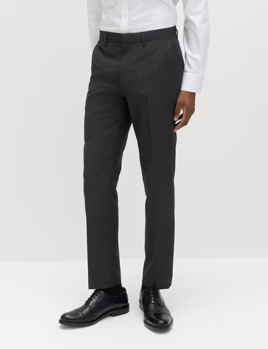 Marks & Spencer M&S Slim Fit Machine Washable Suit Trousers Charcoal