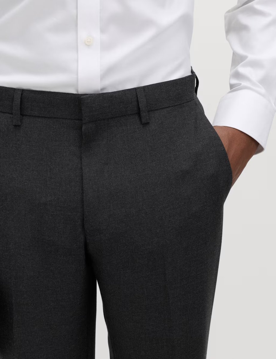 Marks & Spencer M&S Slim Fit Machine Washable Suit Trousers Charcoal - 4