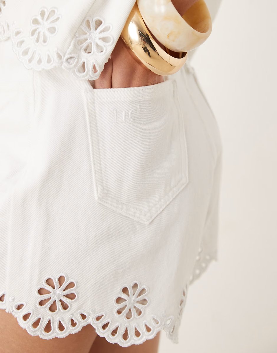 ASOS Nobody's Child Sweetpea shorts co-ord in white denim - 3