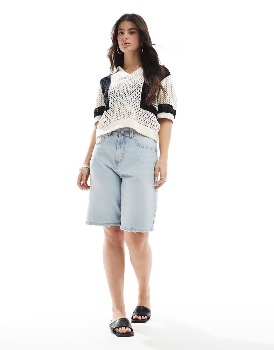 ASOS Brave Soul crochet knitted shirt in cream and black - 3