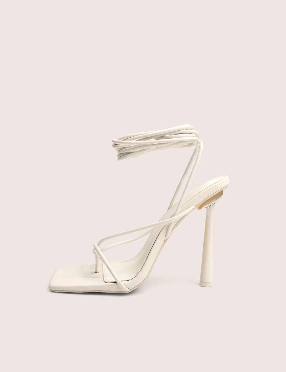 Public Desire Public Desire UK Strappy Lace-Up Stiletto Heels in White