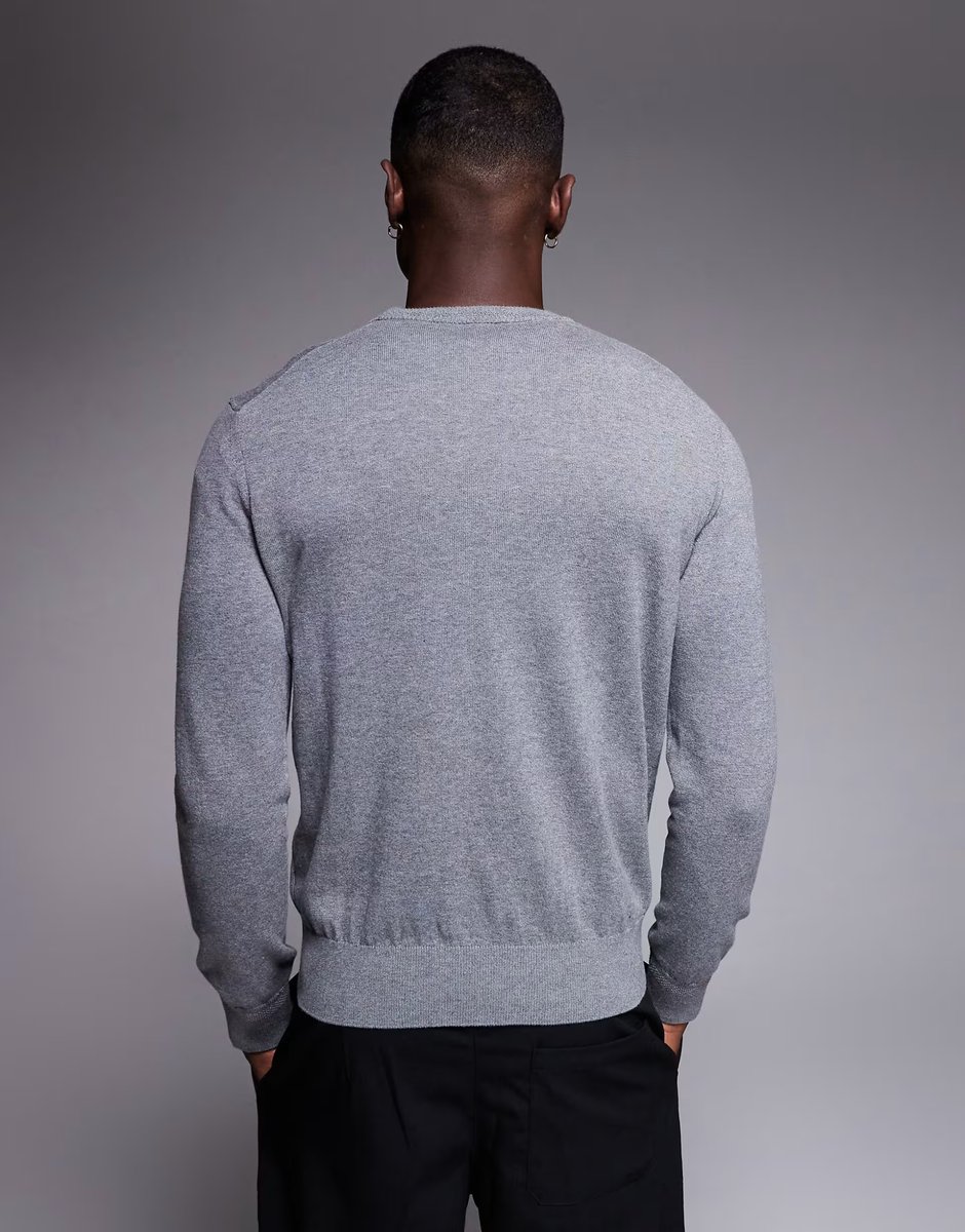 ASOS BOSS Orange kanobix fine knit half zip jumper in grey - 3