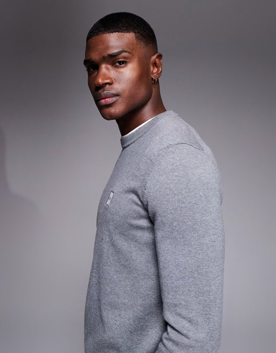 ASOS BOSS Orange kanobix fine knit half zip jumper in grey - 4