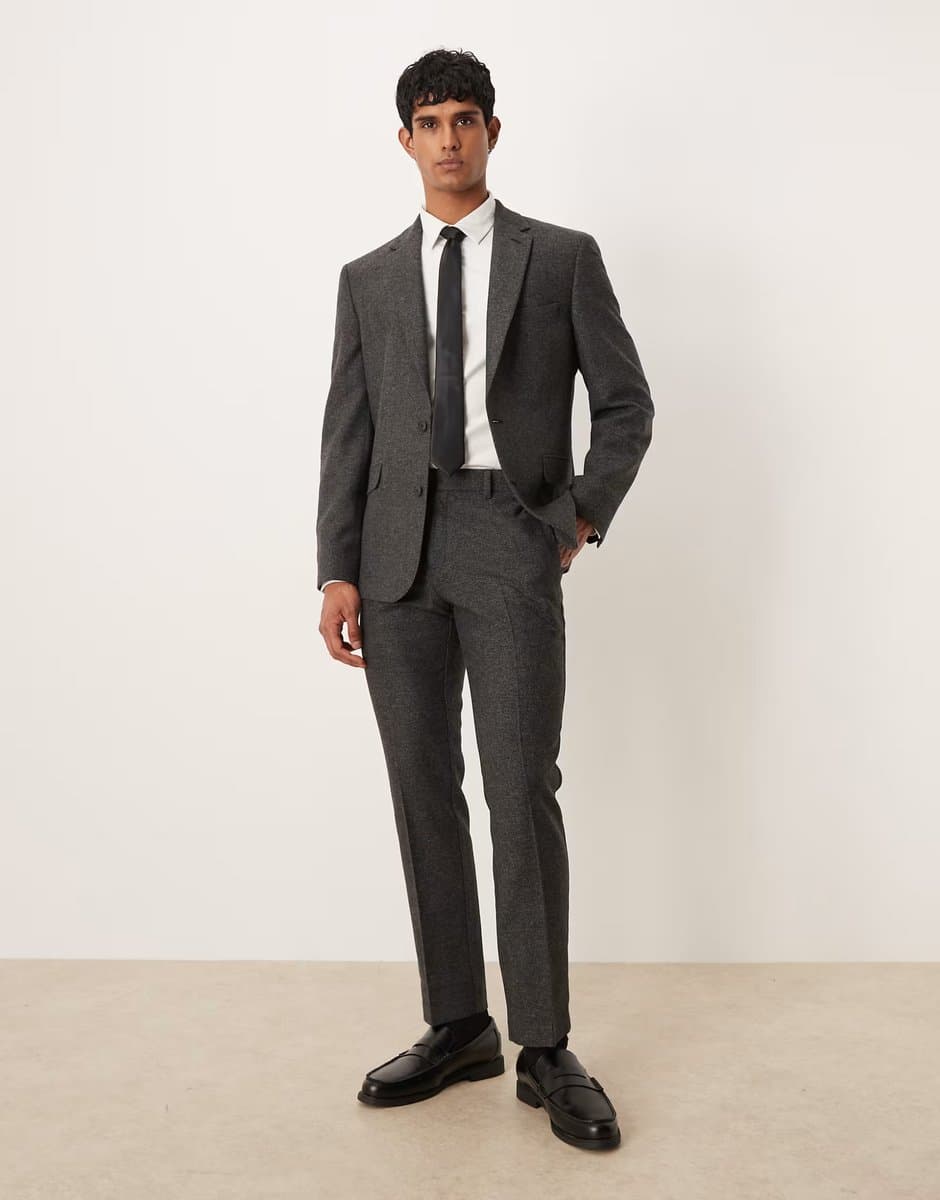 ASOS ASOS DESIGN slim suit trouser with wool in charcoal