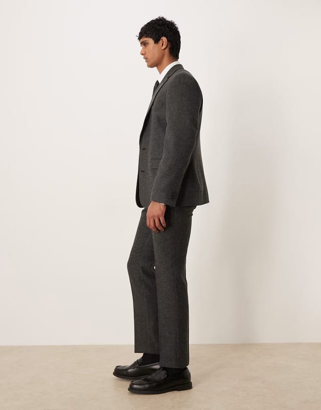 ASOS ASOS DESIGN slim suit trouser with wool in charcoal - 3