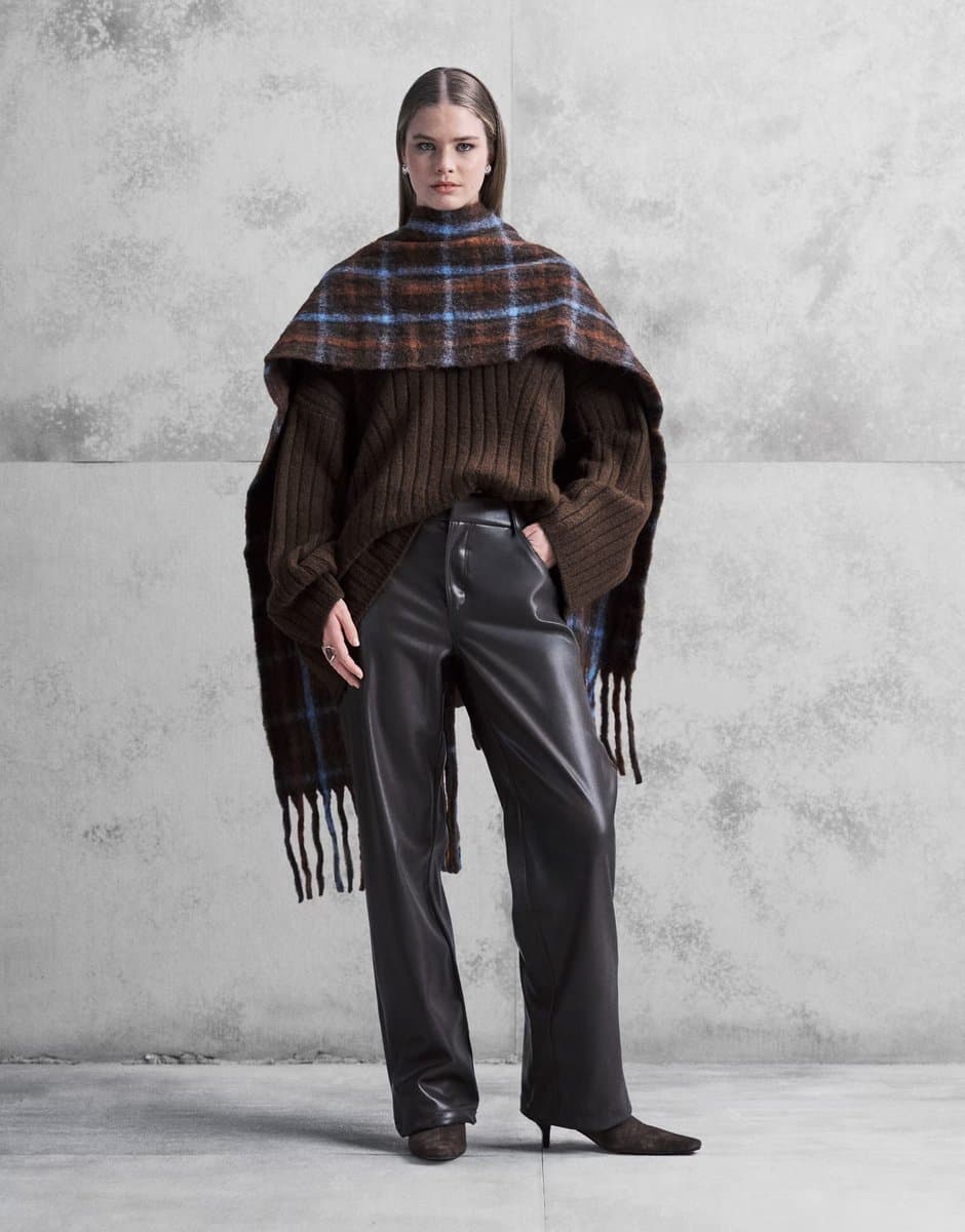 ASOS Princess Polly Sixth Sense faux leather straight leg trousers in brown