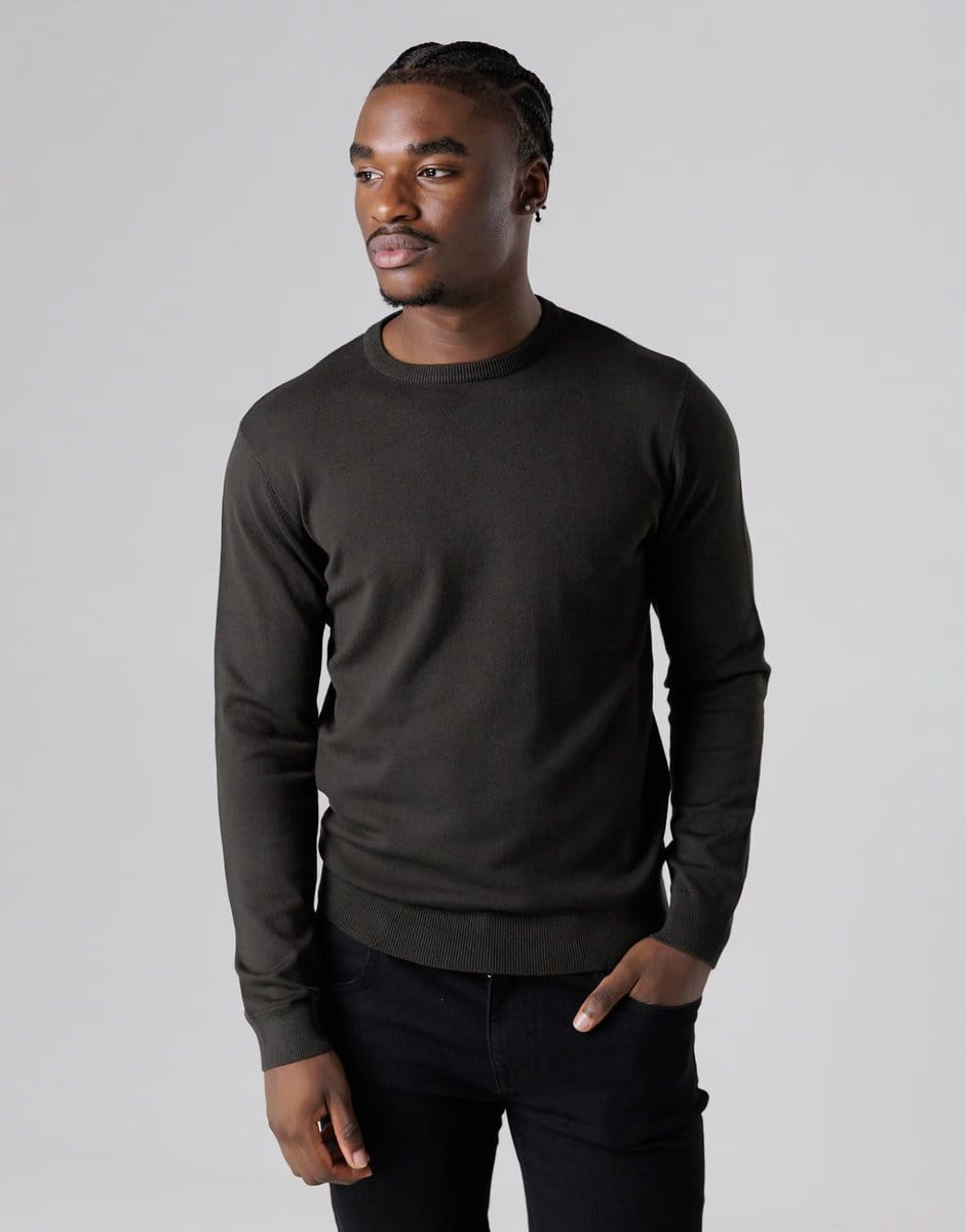 ASOS French Connection Crew neck long sleeve knitted jumper in dark green - 1