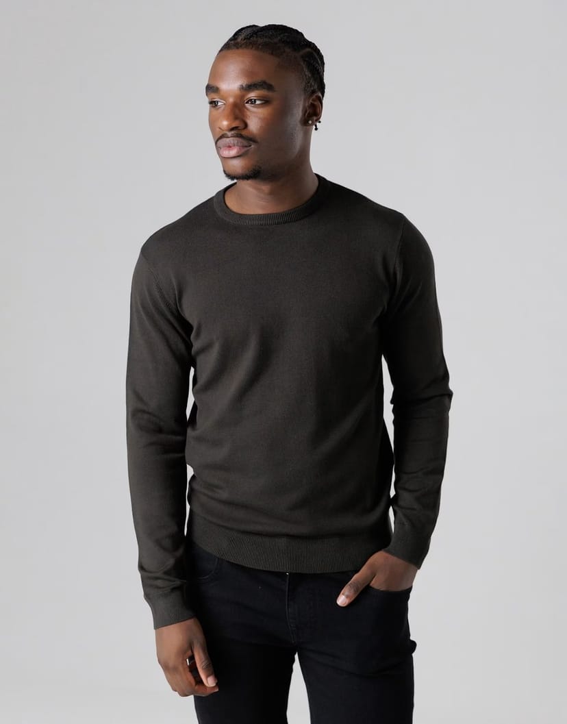 ASOS French Connection Crew neck long sleeve knitted jumper in dark green - 1