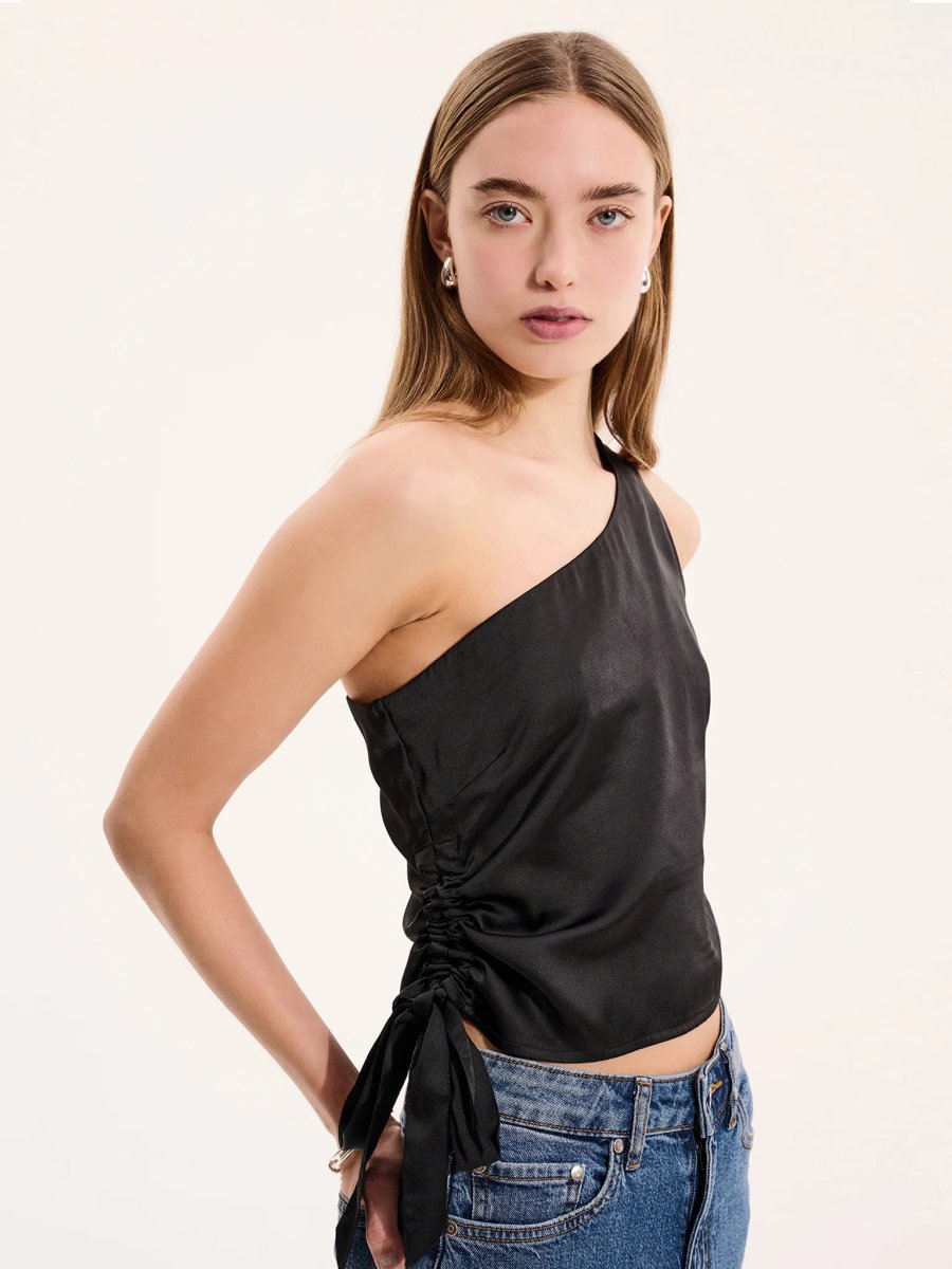 OMNES Sweeny One Shoulder Top in Black - 3