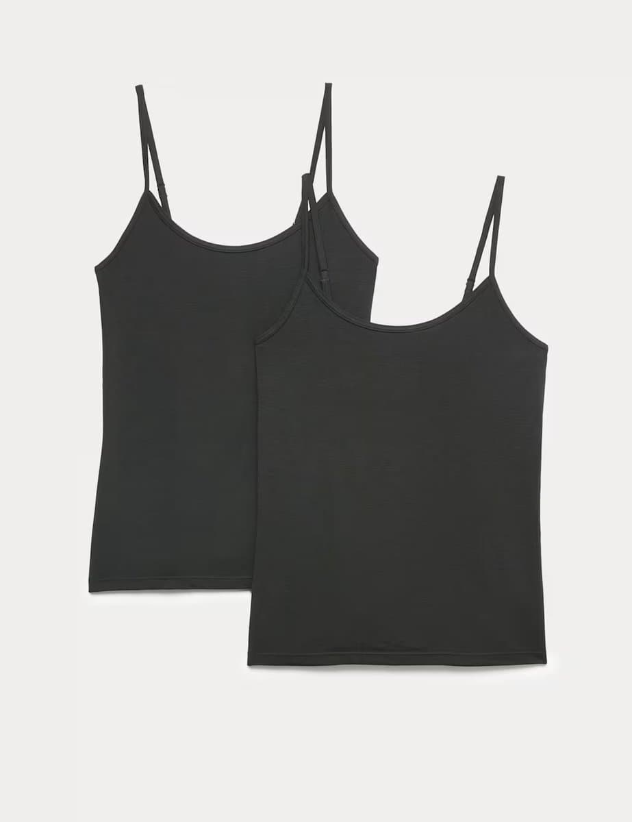 Marks & Spencer M&S 2 Pack Heatgen™ Thermal Strappy Vests Black