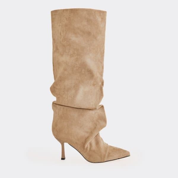 EGO EGO Pointed Toe Knee High Boot in Beige