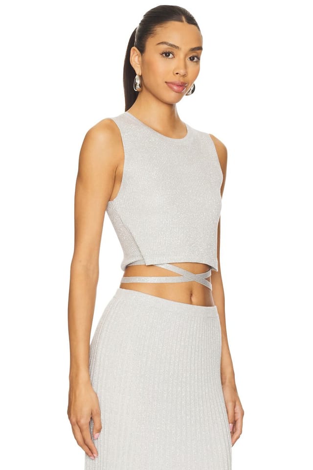 revolve Stevie Cropped Lurex Tie Tank - 2