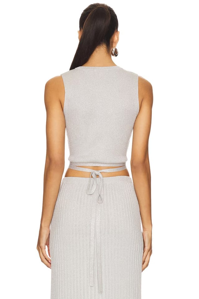revolve Stevie Cropped Lurex Tie Tank - 3