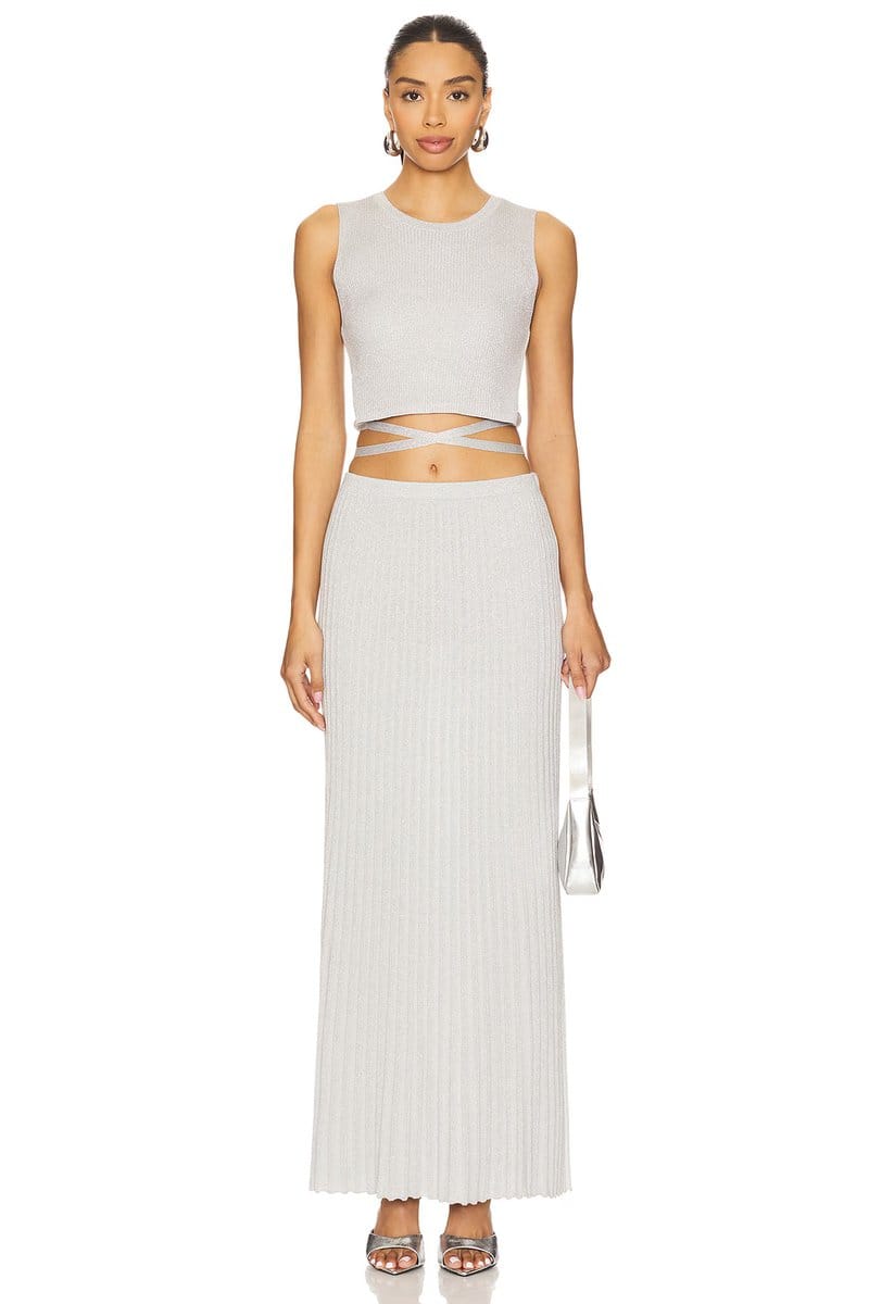 revolve Stevie Cropped Lurex Tie Tank - 4