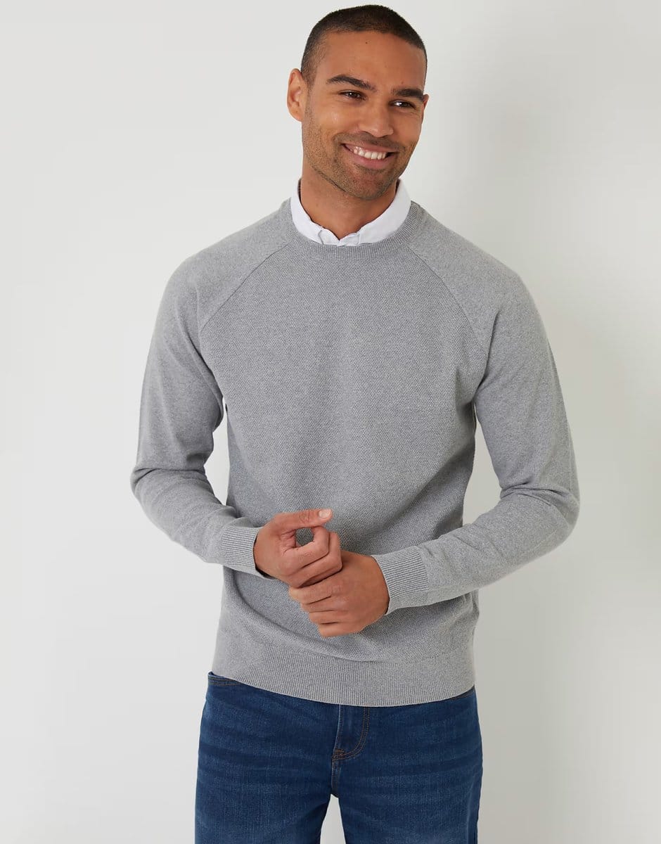 ASOS Threadbare Mock shirt raglan knitted jumper in grey - 1