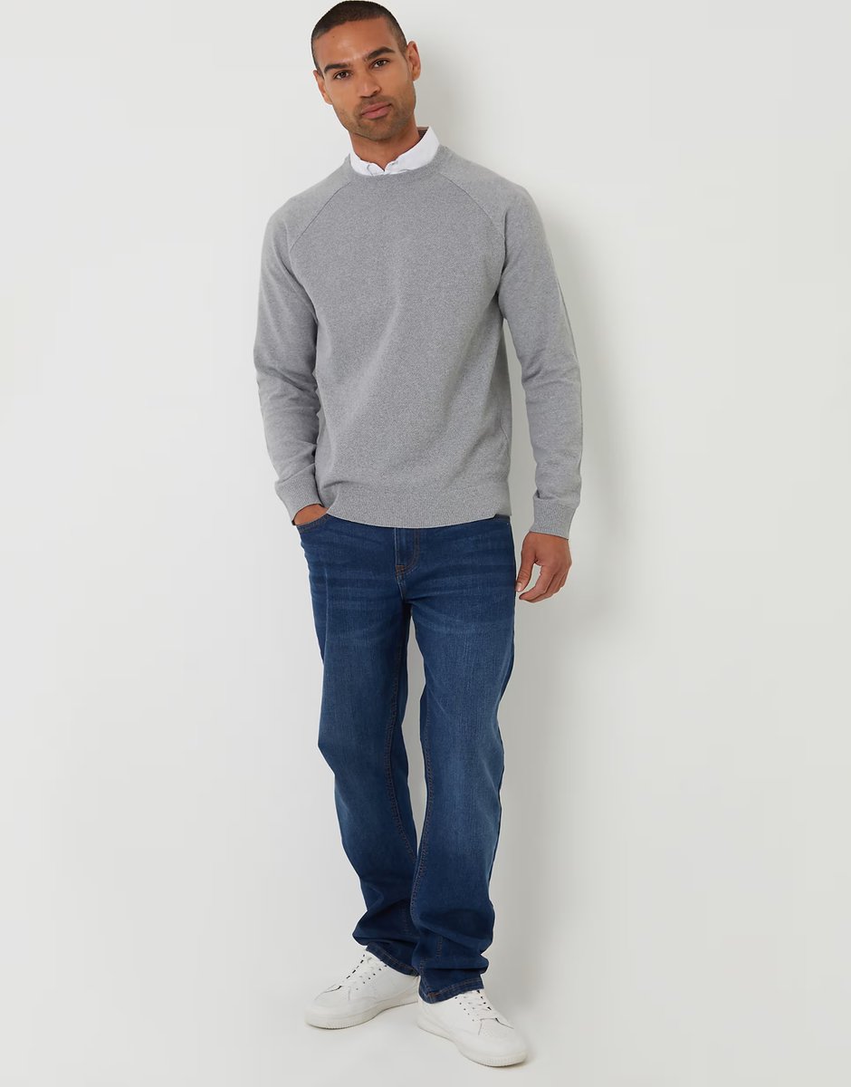 ASOS Threadbare Mock shirt raglan knitted jumper in grey - 2