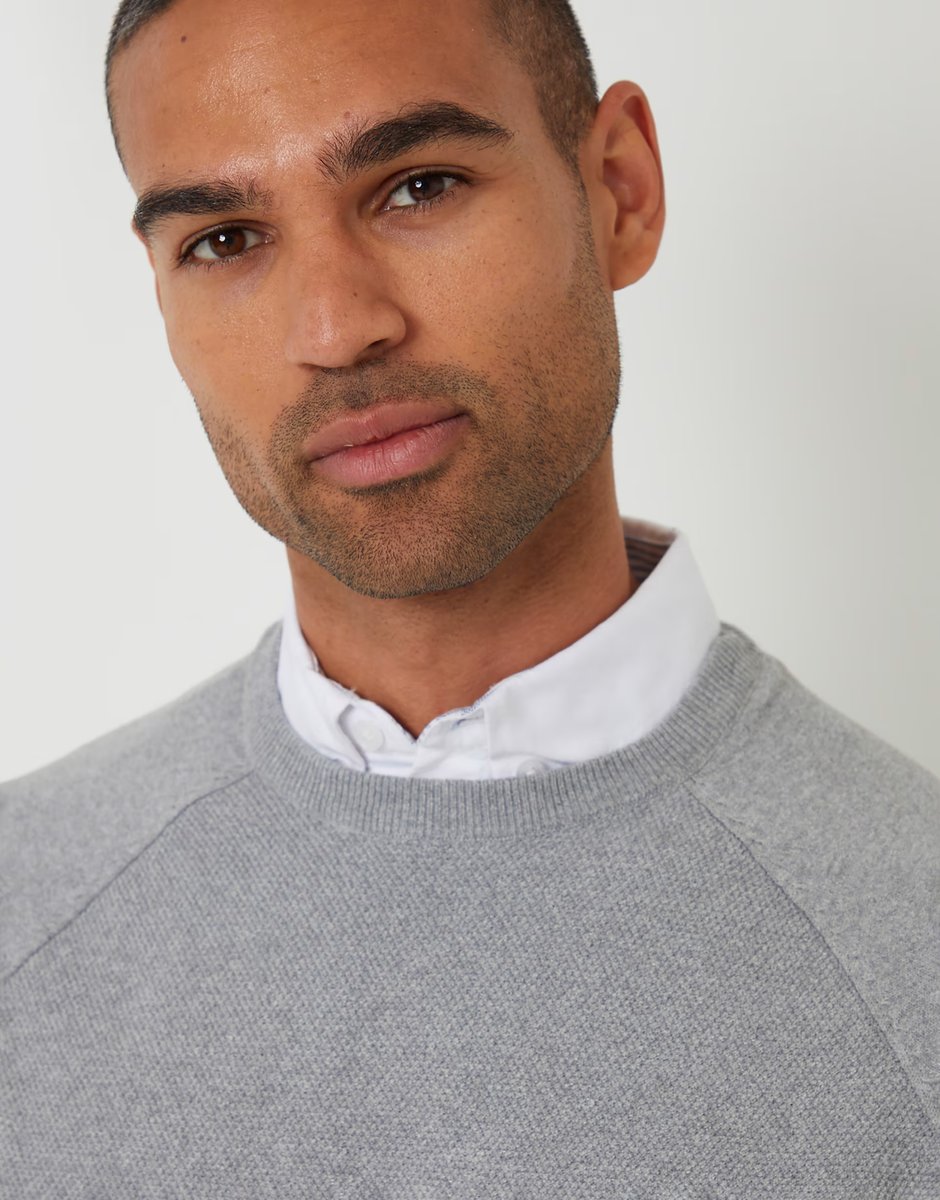 ASOS Threadbare Mock shirt raglan knitted jumper in grey - 4