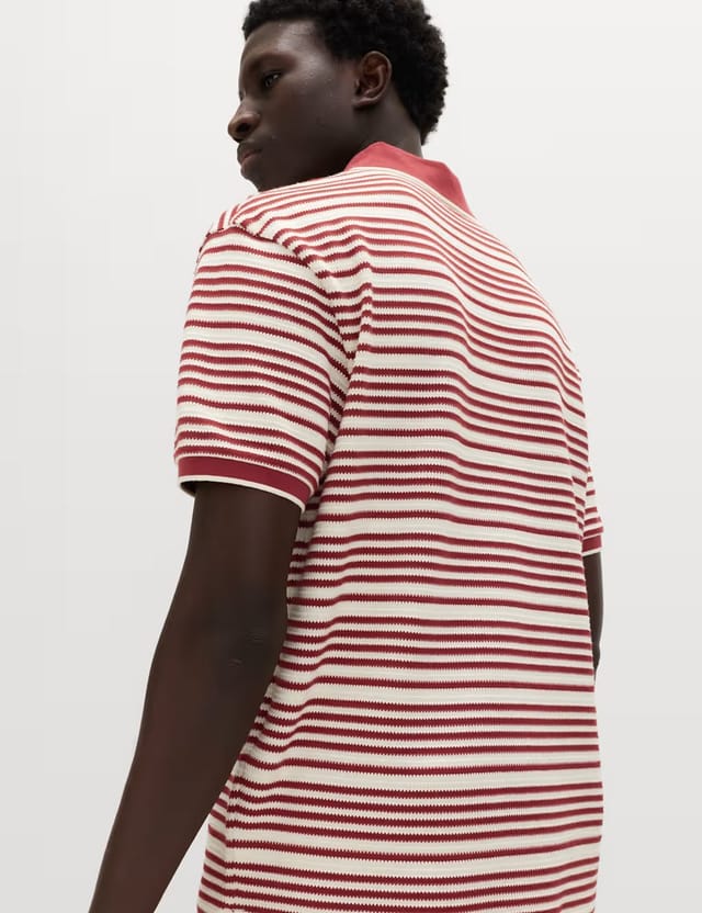 Marks & Spencer M&S Relaxed Fit Cotton Rich Textured Polo Shirt Paprika - 3