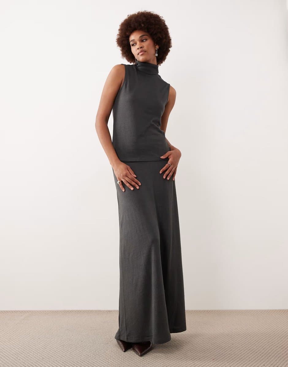 ASOS JDY Tall maxi skirt co-ord in dark grey
