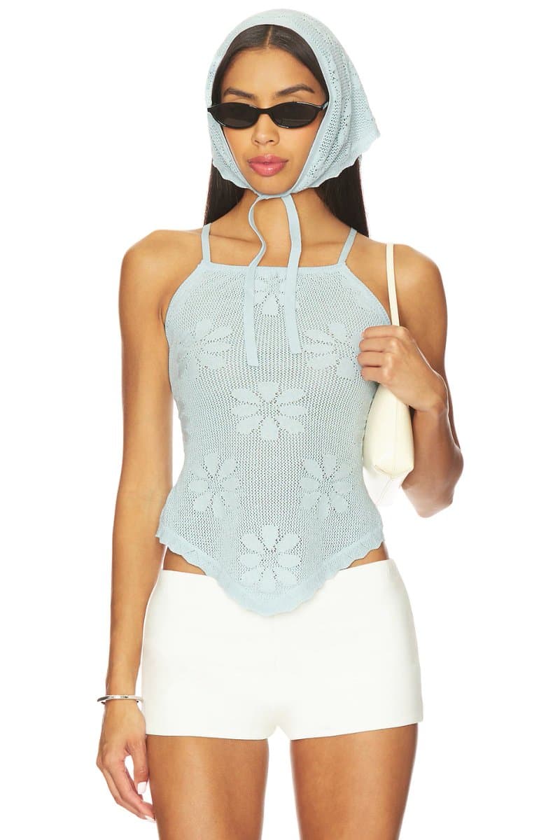revolve Revolve Bruna Crochet Cami in Sky Blue