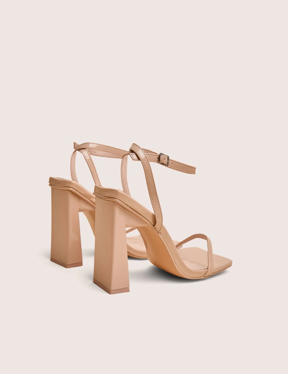 Public Desire Charlotte Wide Fit Nude Patent Square Toe Heels - 3