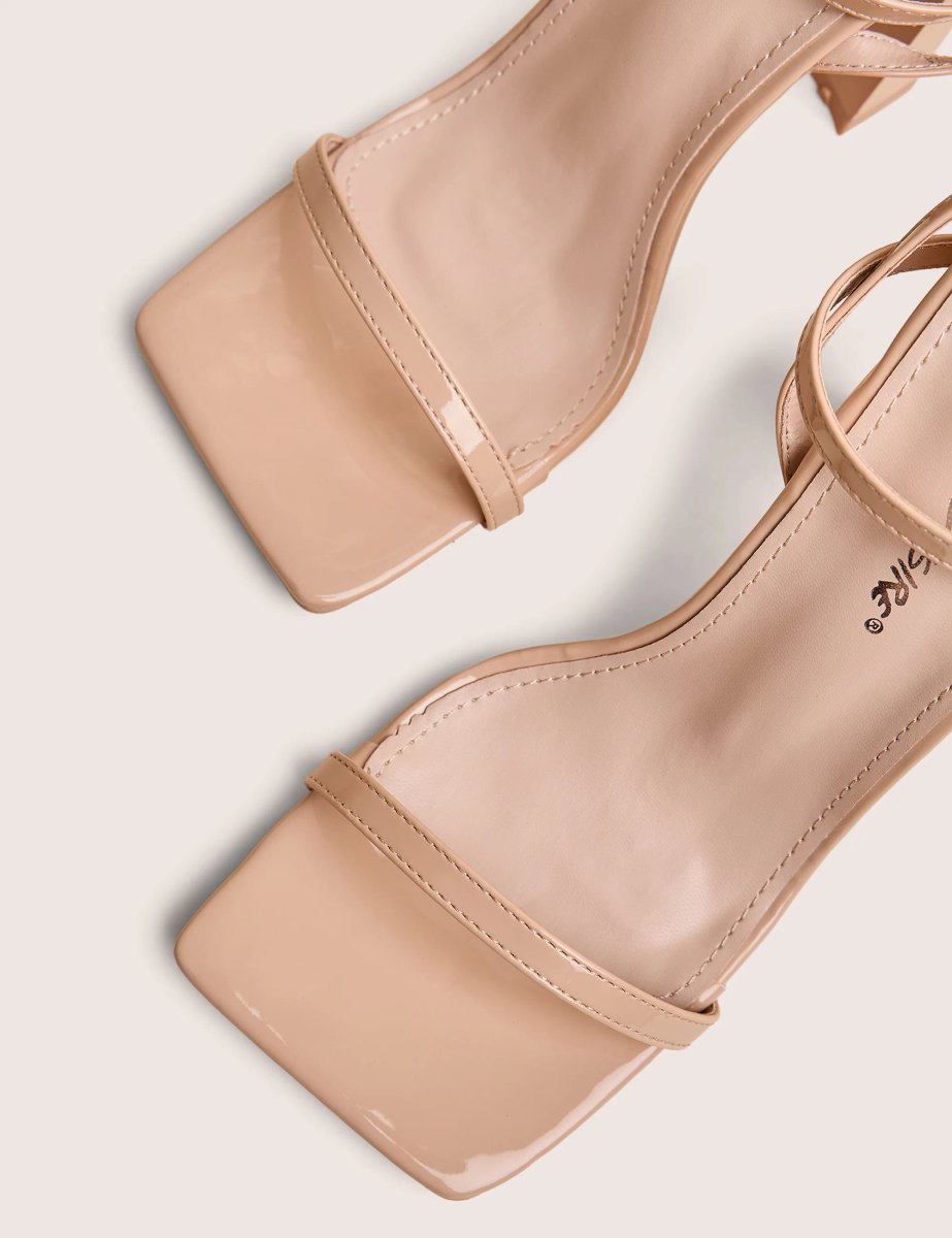 Public Desire Charlotte Wide Fit Nude Patent Square Toe Heels - 4